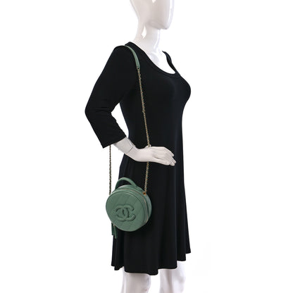 Chanel Caviar Quilted Small Round Vanity With Chain Light Green 2 of 9