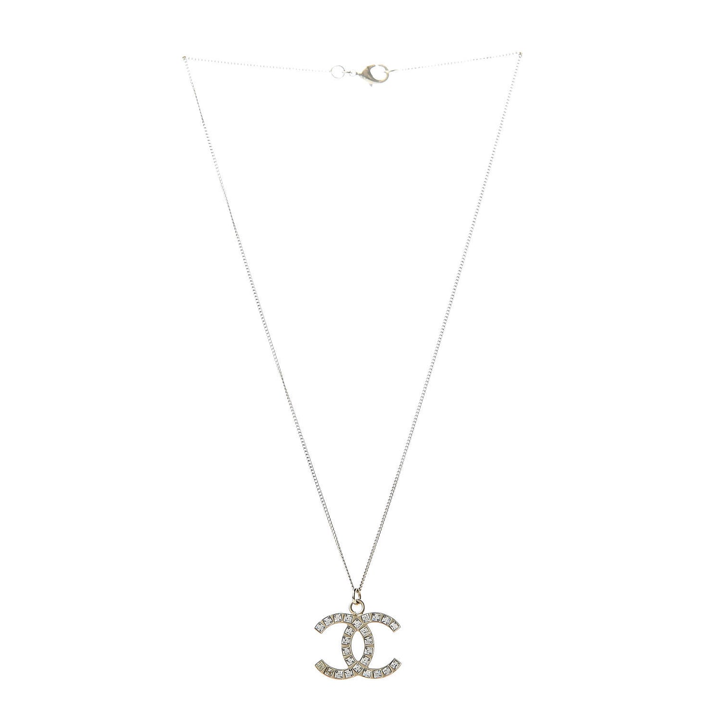 Baguette Crystal CC Necklace Light Gold