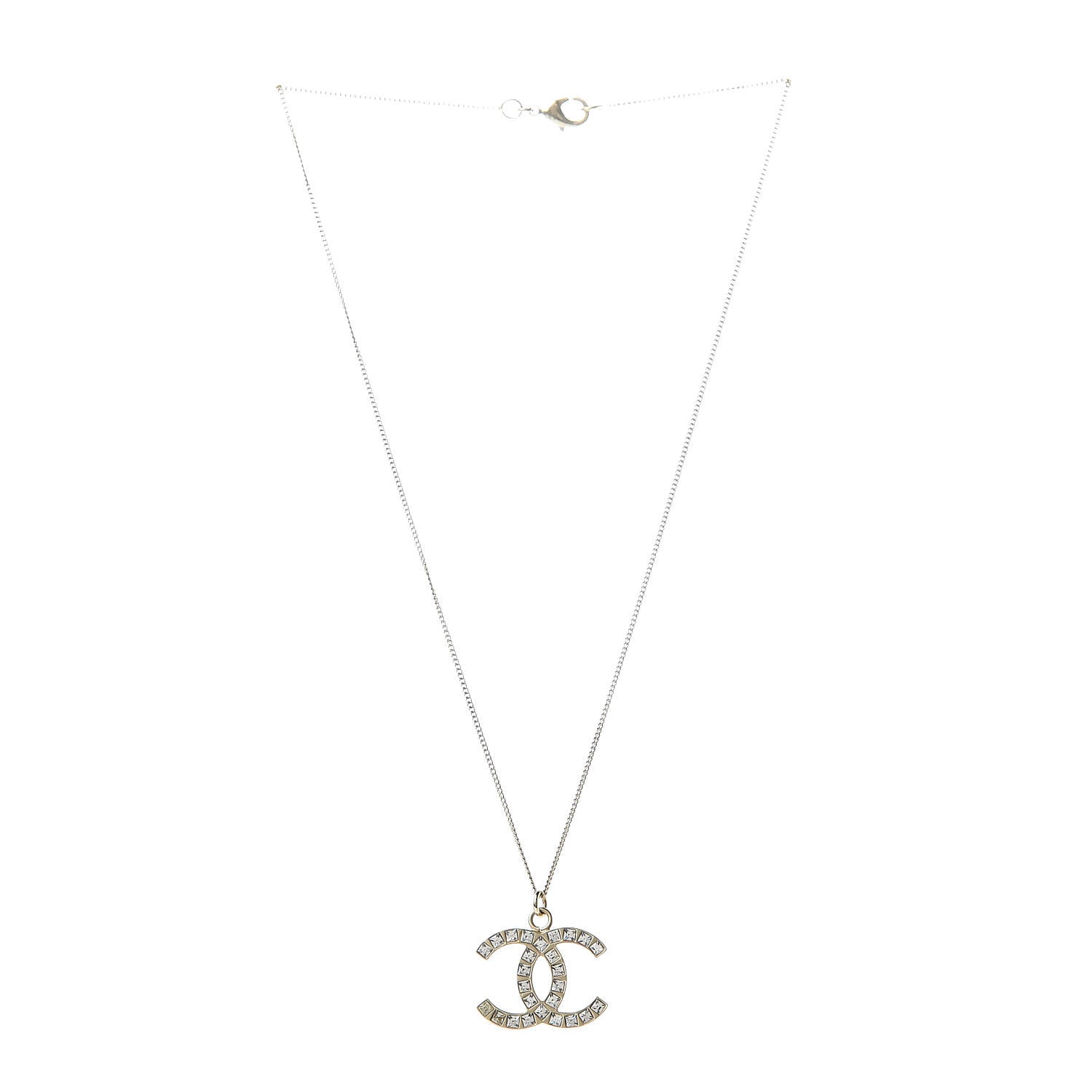 Chanel Baguette Crystal CC Necklace Light Gold 3 of 6