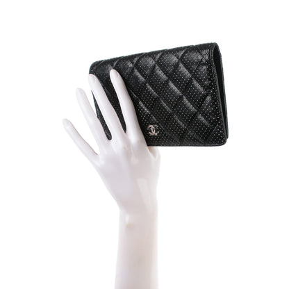 Chanel Lambskin Perforated Yen Wallet Black 2 of 8