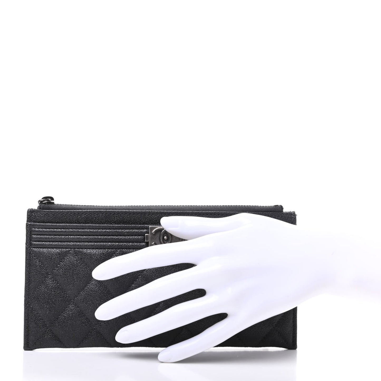 Caviar Quilted Classic Zip Boy Pouch Dark Grey