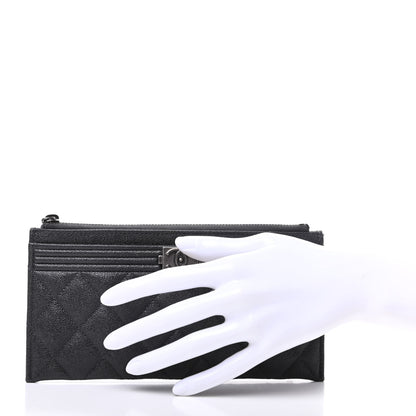 Chanel Caviar Quilted Classic Zip Boy Pouch Dark Grey 2 of 7