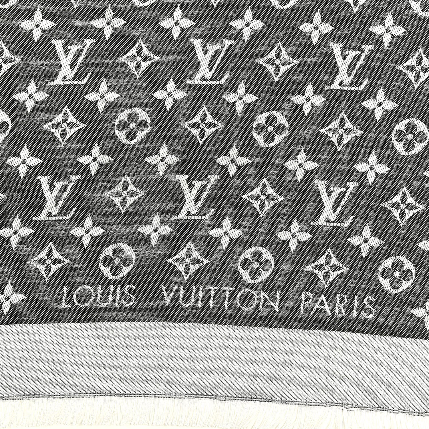 Louis Vuitton Silk Wool Monogram Denim Shawl Black 2 of 4