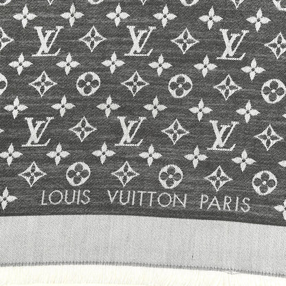 Louis Vuitton Silk Wool Monogram Denim Shawl Black 2 of 4