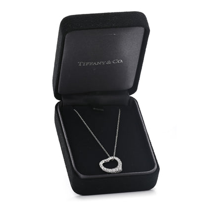 Tiffany Platinum Diamond 16mm Elsa Peretti Open Heart Pave Pendant Necklace 9 of 9