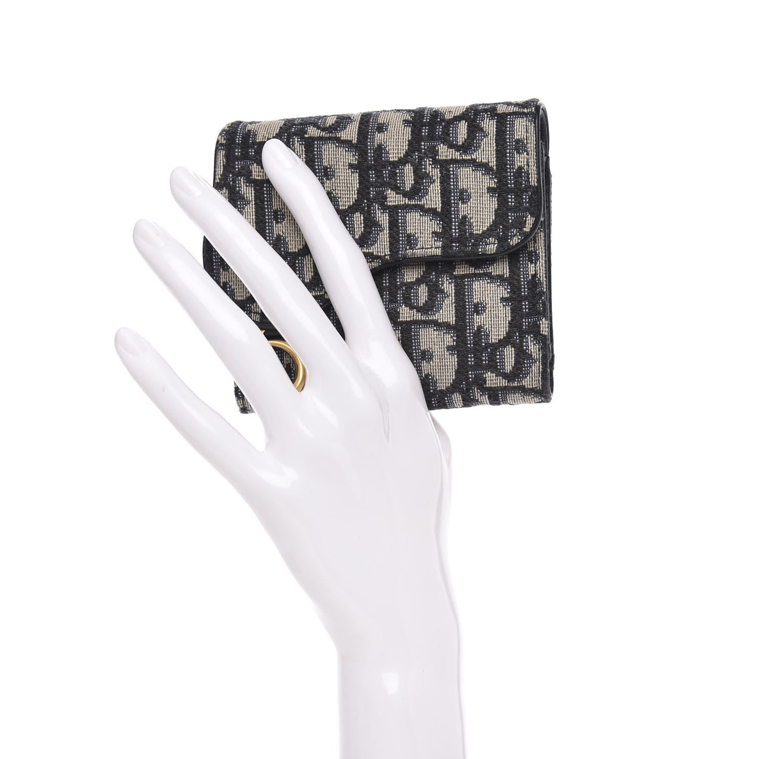 Christian Dior Oblique Saddle Lotus Wallet Blue 2 of 8