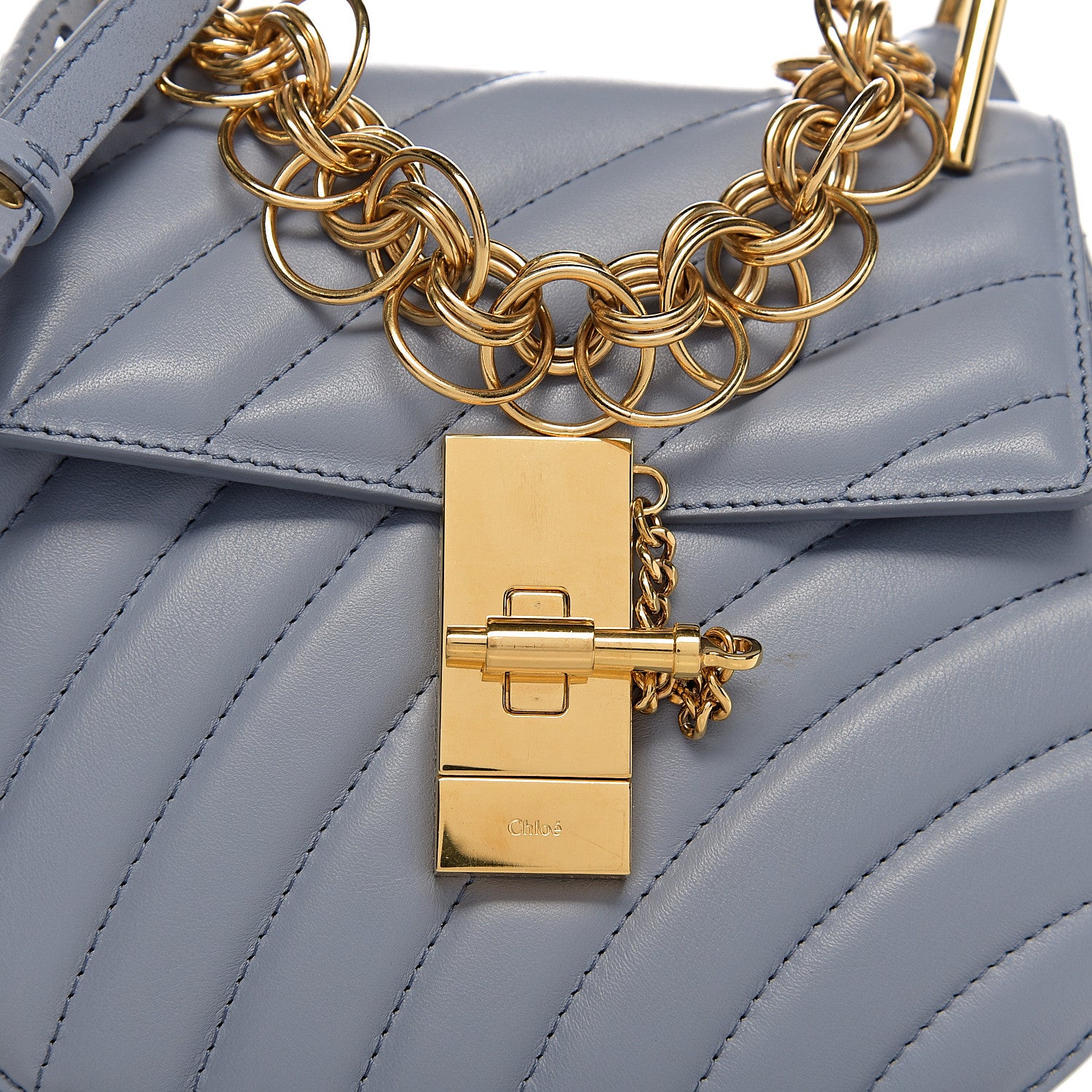 Chloe Calfskin Quilted Mini Drew Bijou Shoulder Bag Washed Blue 9 of 9