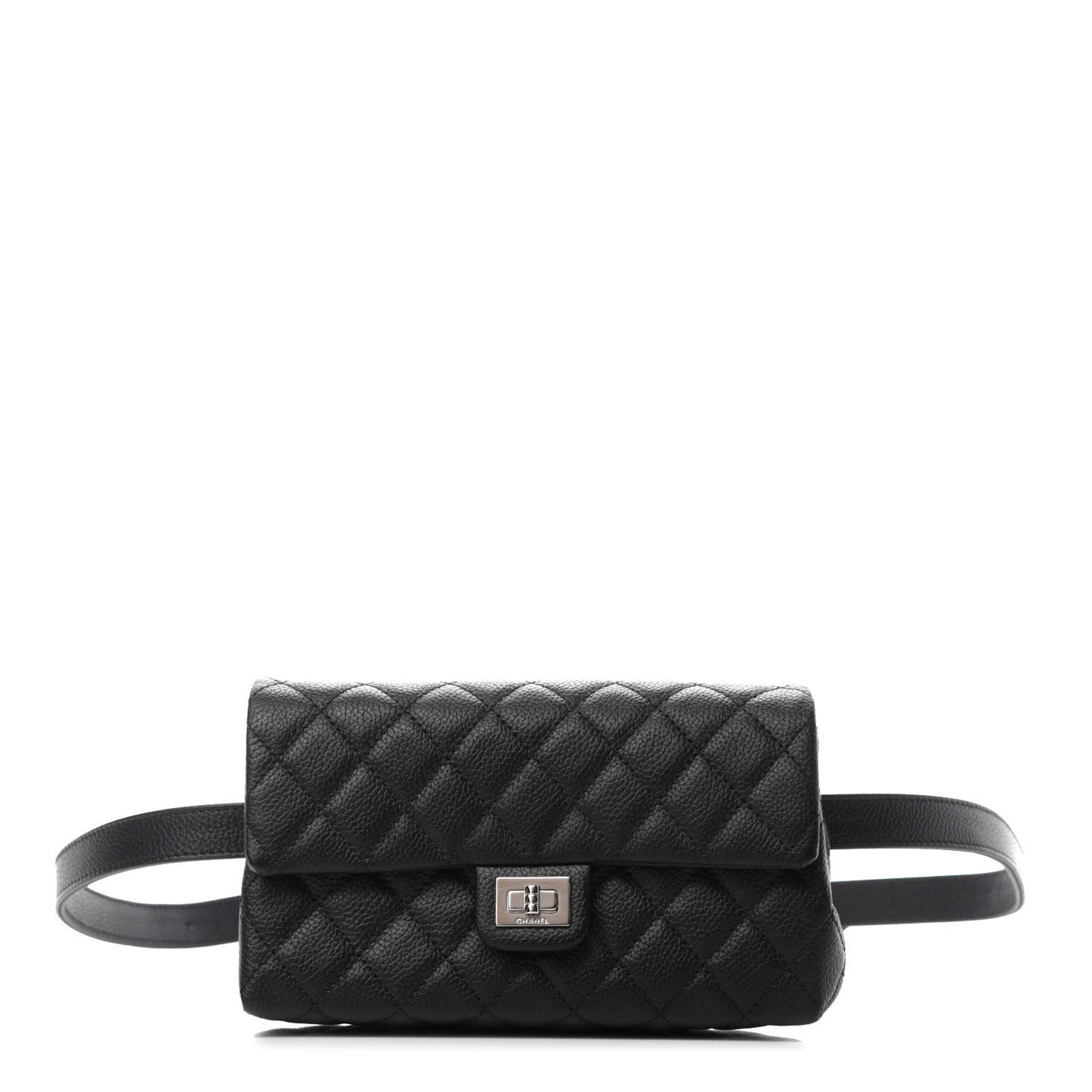 Grained Calfskin Quilted 2.55 Reissue Flap Belt Bag Clutch Black