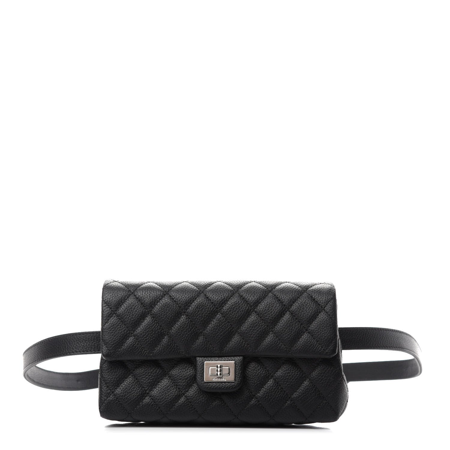 Chanel Grained Calfskin Quilted 2.55 Reissue Flap Belt Bag Clutch Black 1 of 13