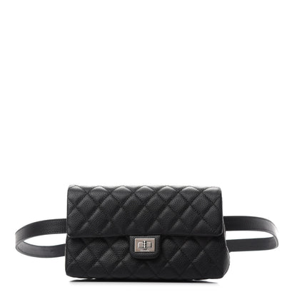 Chanel Grained Calfskin Quilted 2.55 Reissue Flap Belt Bag Clutch Black 1 of 13