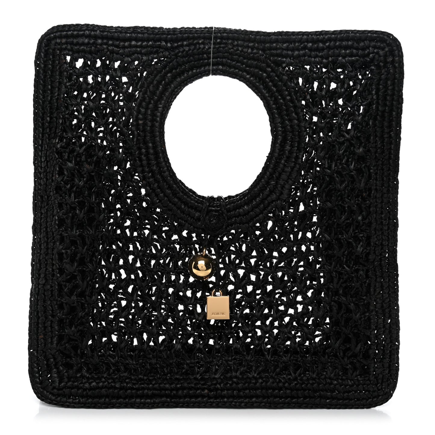 Raffia Le Petite Carre Spiaggia Square Tote Black