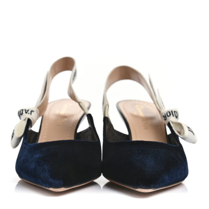 Christian Dior Velvet Ribbon J'Adoir Slingback 65mm Pumps 37 Deep Blue 2 of 8