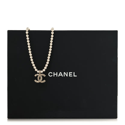 Chanel Pearl Crystal Baguette CC Short Necklace Gold 5 of 5