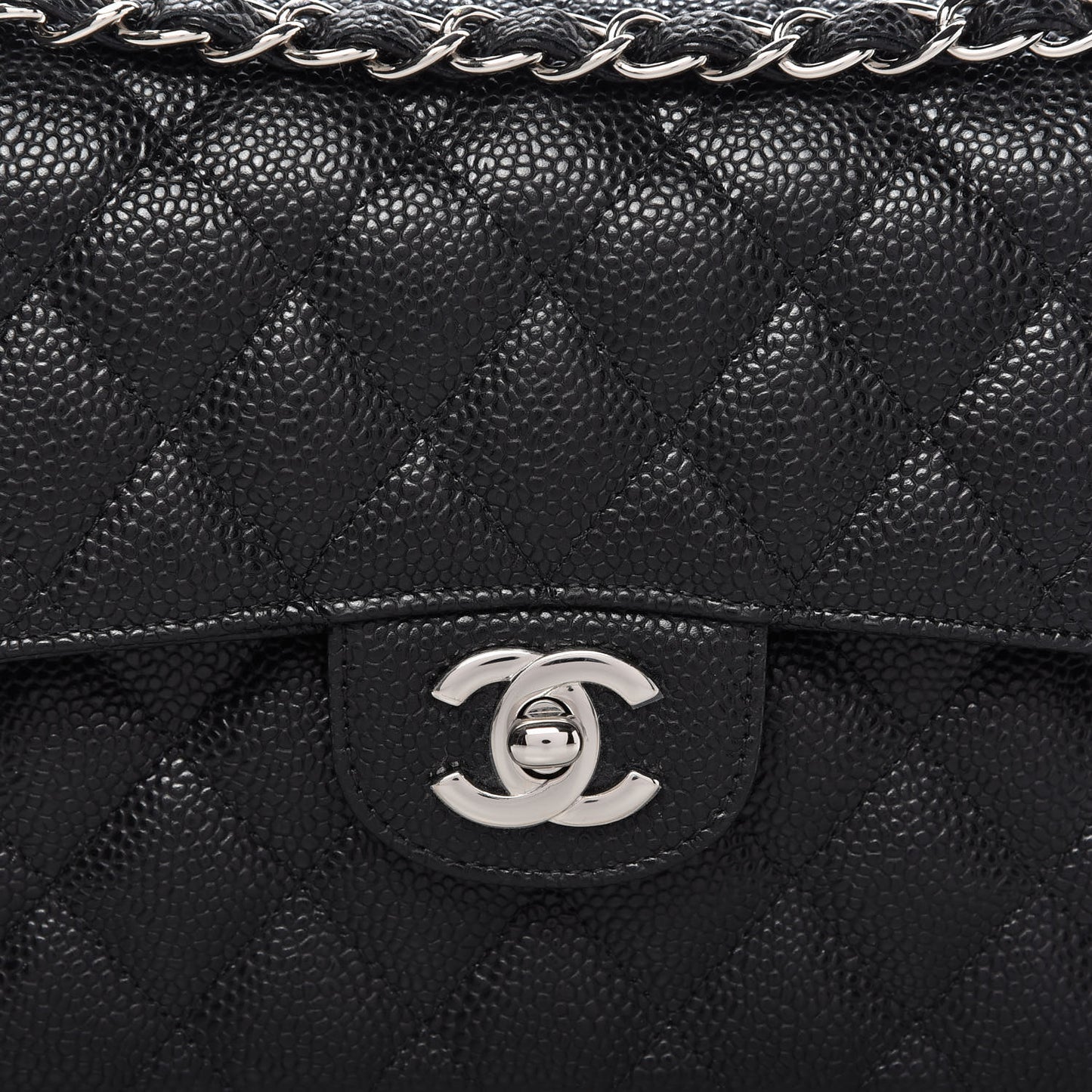 Caviar Quilted Small Double Flap Black
