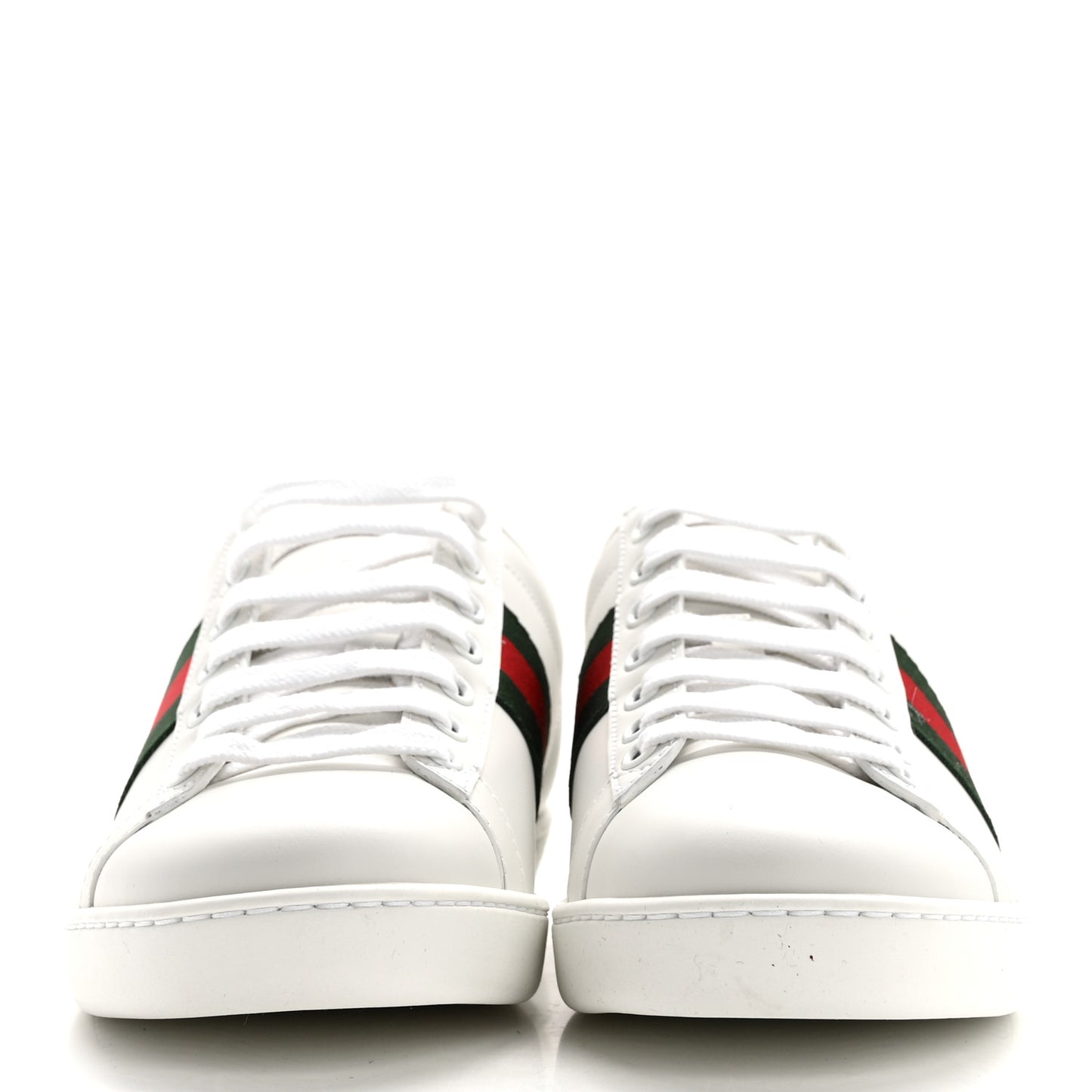 Calfskin Crocodile Web Womens Ace Sneakers 37 White Green