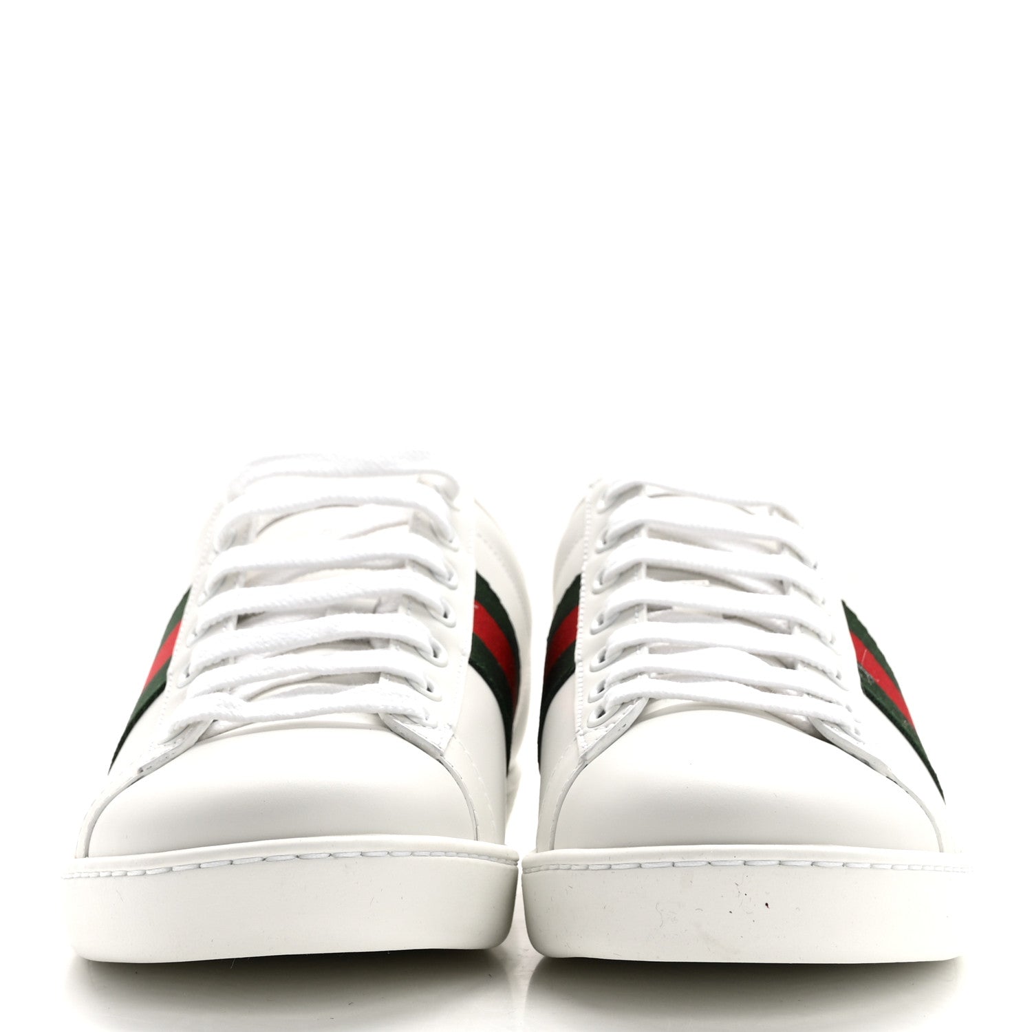 Gucci Calfskin Crocodile Web Womens Ace Sneakers 37 White Green 2 of 9