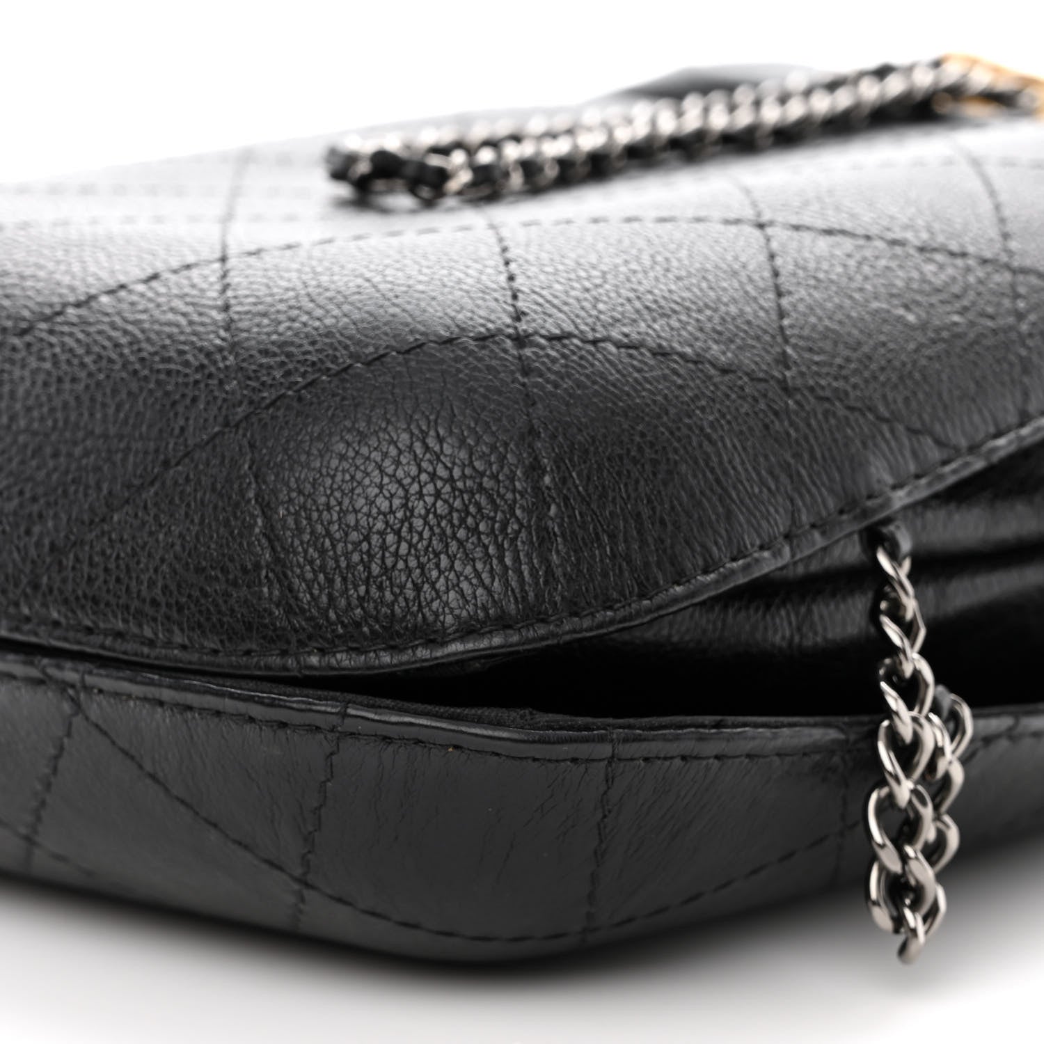 Chanel Aged Calfskin Quilted Gabrielle Bucket Black 10 of 10