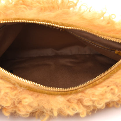 Miu Miu Shearling Logo Chain Pouch Yellow 4 of 5