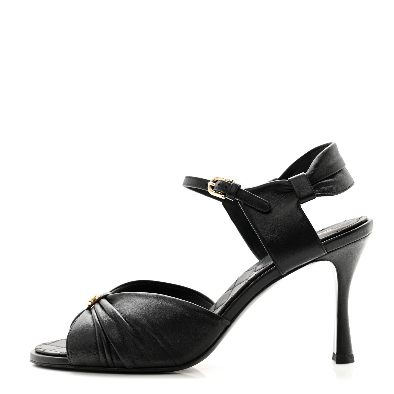 Chanel Lambskin Pearl CC Bow Sandals 39 Black 1 of 8