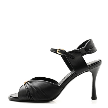 Chanel Lambskin Pearl CC Bow Sandals 39 Black 1 of 8
