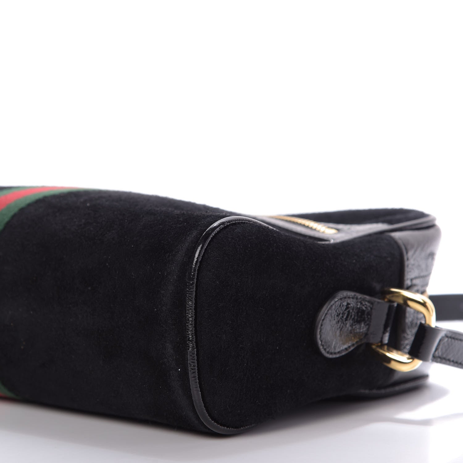 Gucci Suede Patent Web Small Ophidia Shoulder Bag Black 7 of 9