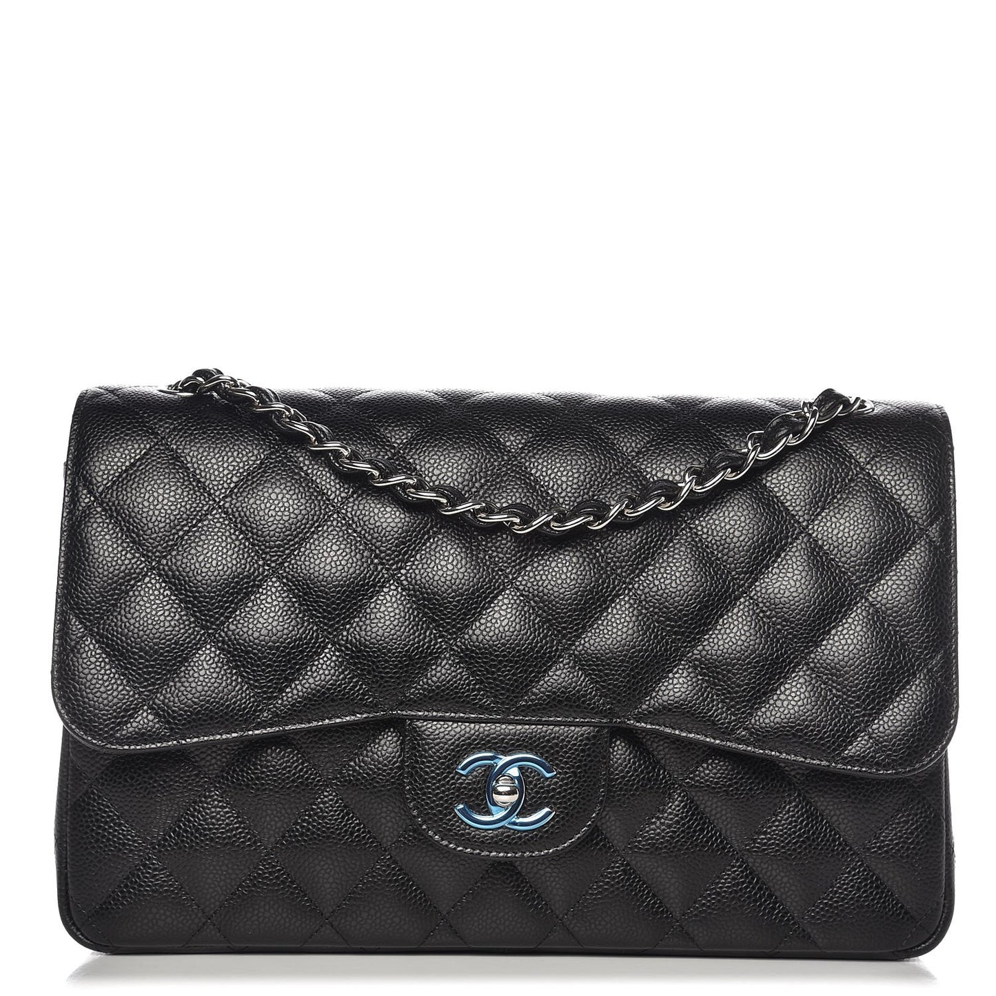 Caviar Quilted Jumbo Double Flap Black