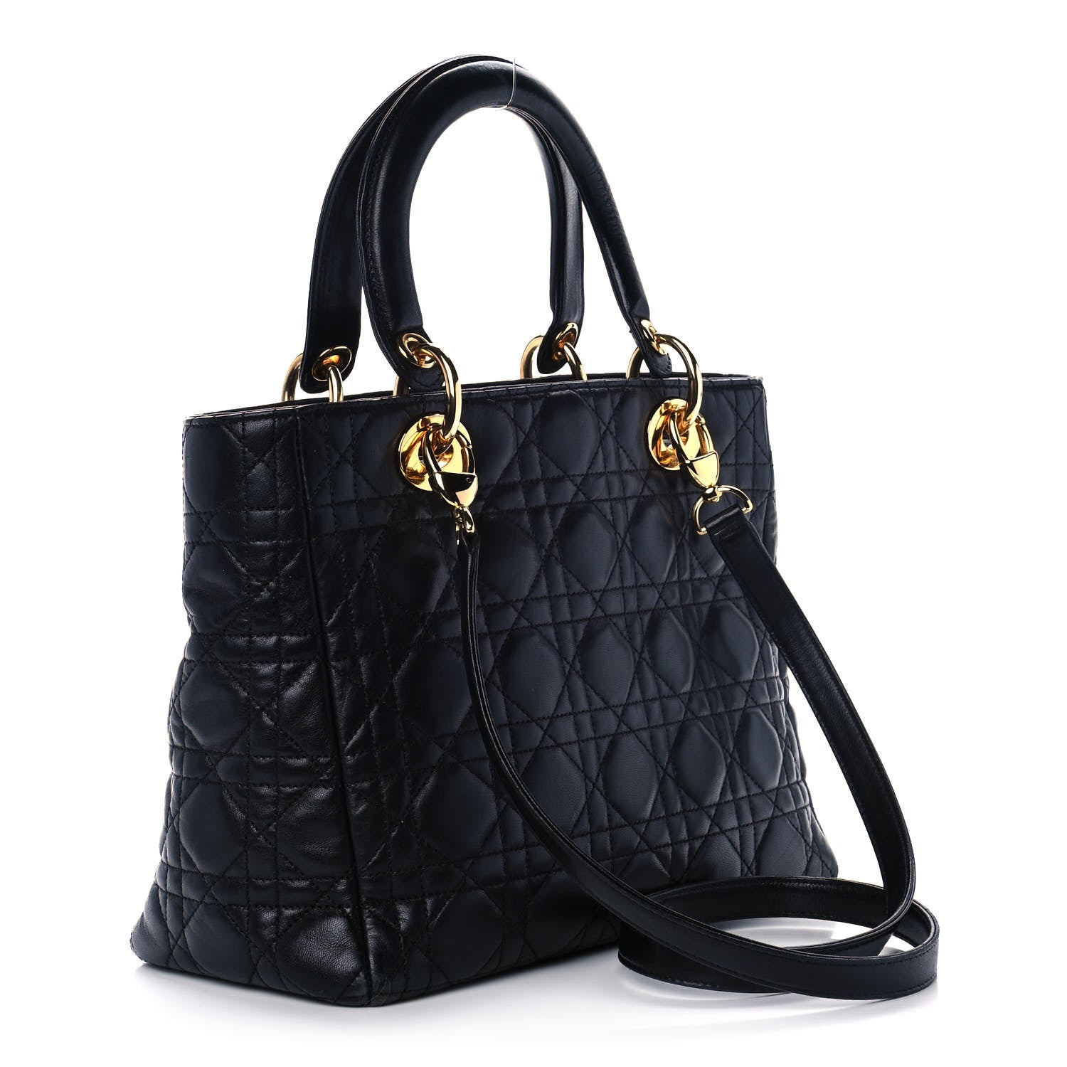 Christian Dior Lambskin Cannage Medium Lady Dior Black 3 of 12