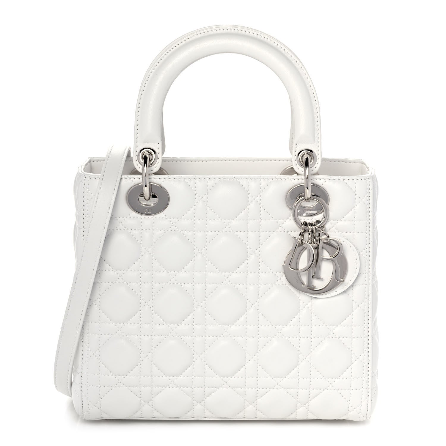 Christian Dior Lambskin Cannage Medium Lady Dior White 1 of 10