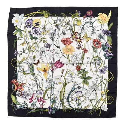 Gucci Silk Flora Infinity Chrissy Square Scarf White Black 1 of 4
