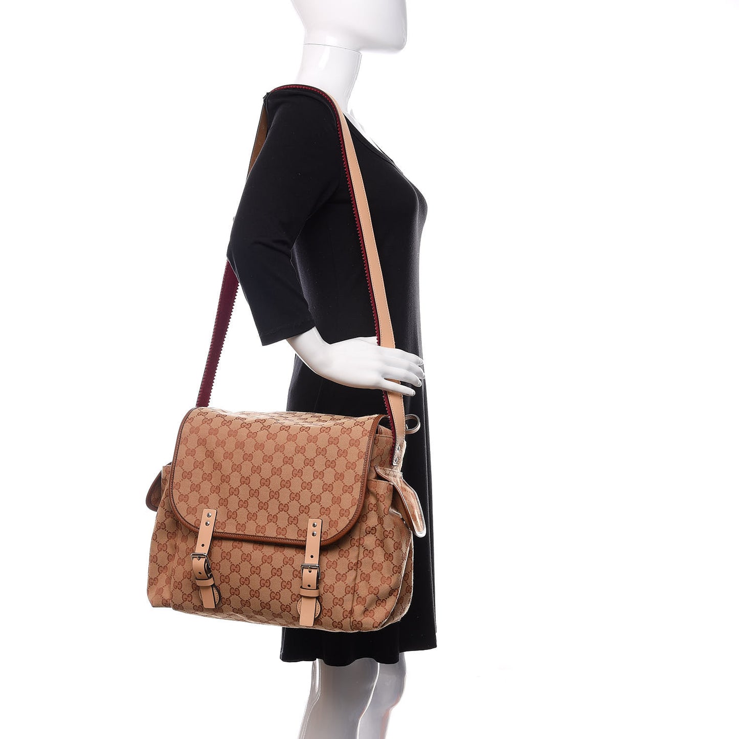 GG Monogram Diaper Bag Beige Ruggine Natural Antique Rose
