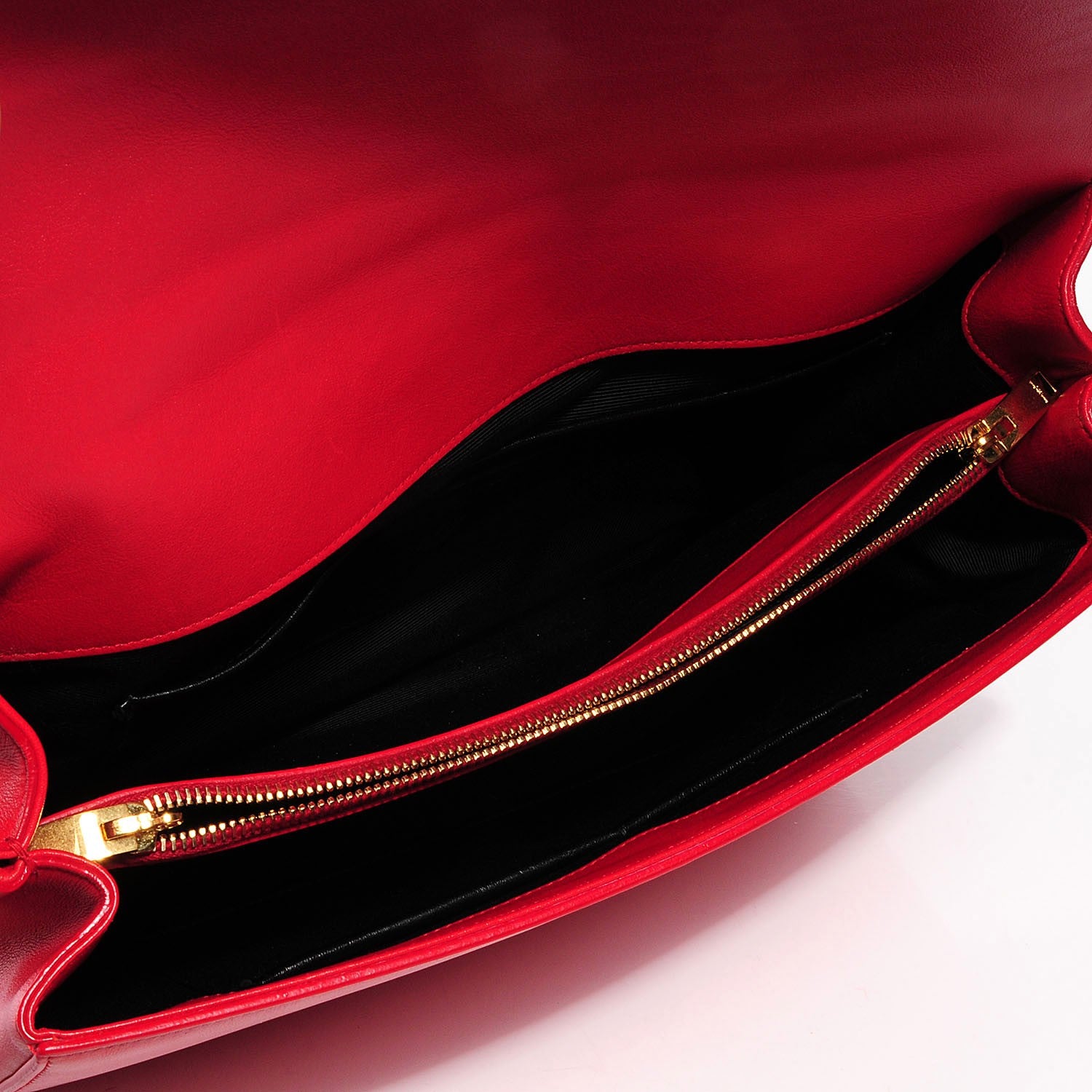 Saint Laurent Calfskin Medium Moujik Top Handle Bag Lipstick Red 5 of 8