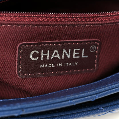 Chanel Shiny Goatskin Quilted Small Double Carry Waist Chain Flap Blue 6 of 10