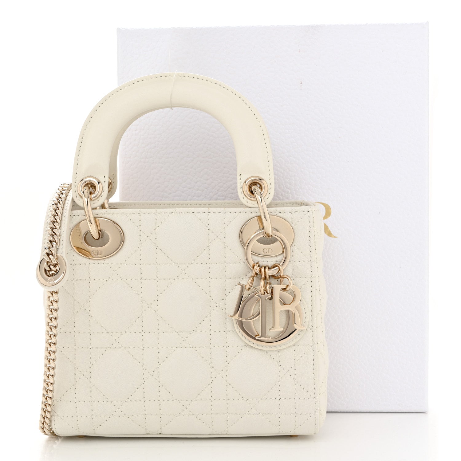 Christian Dior Lambskin Cannage Mini Lady Dior White 1824359