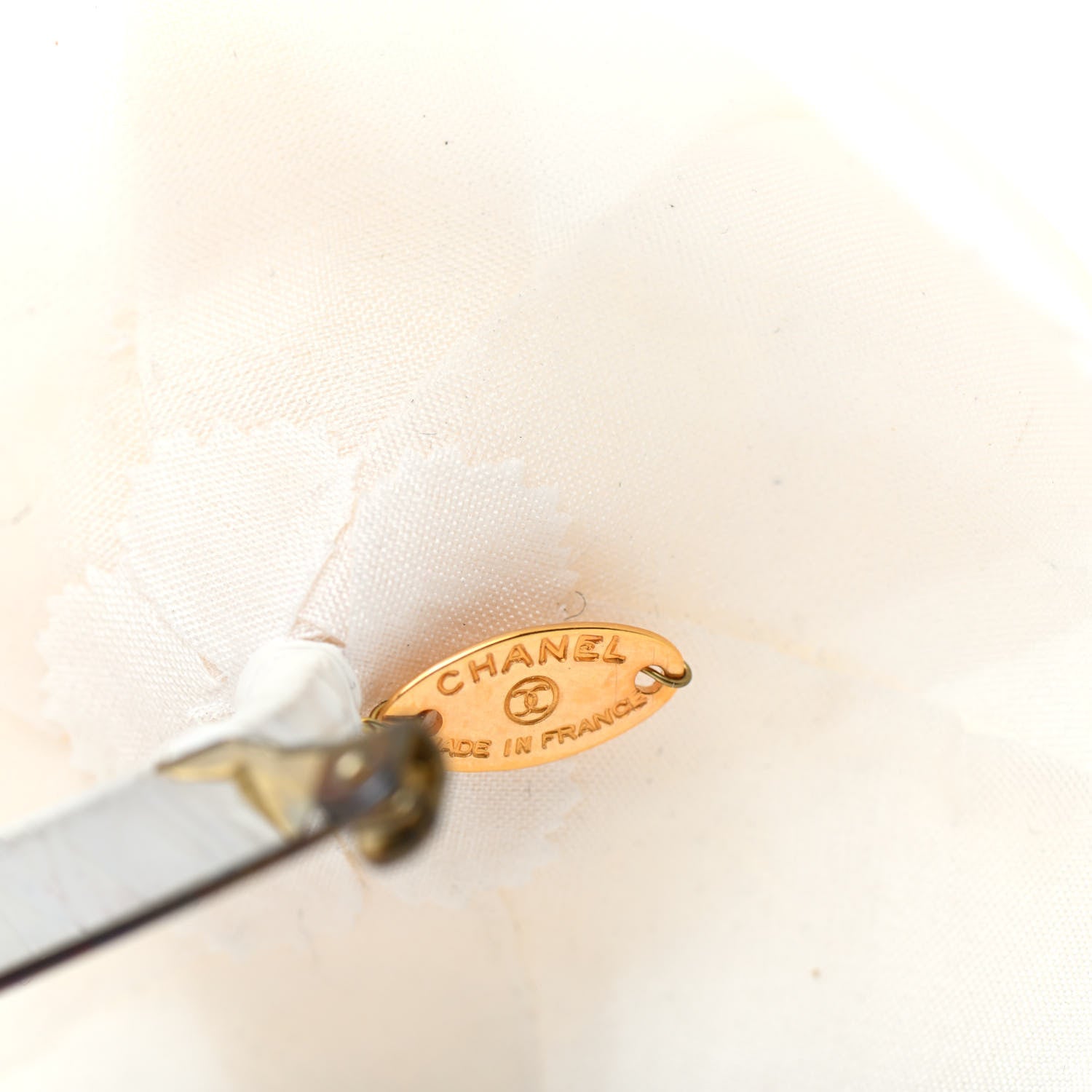 Chanel Silk Taffeta Camellia Brooch Pin White 4 of 5