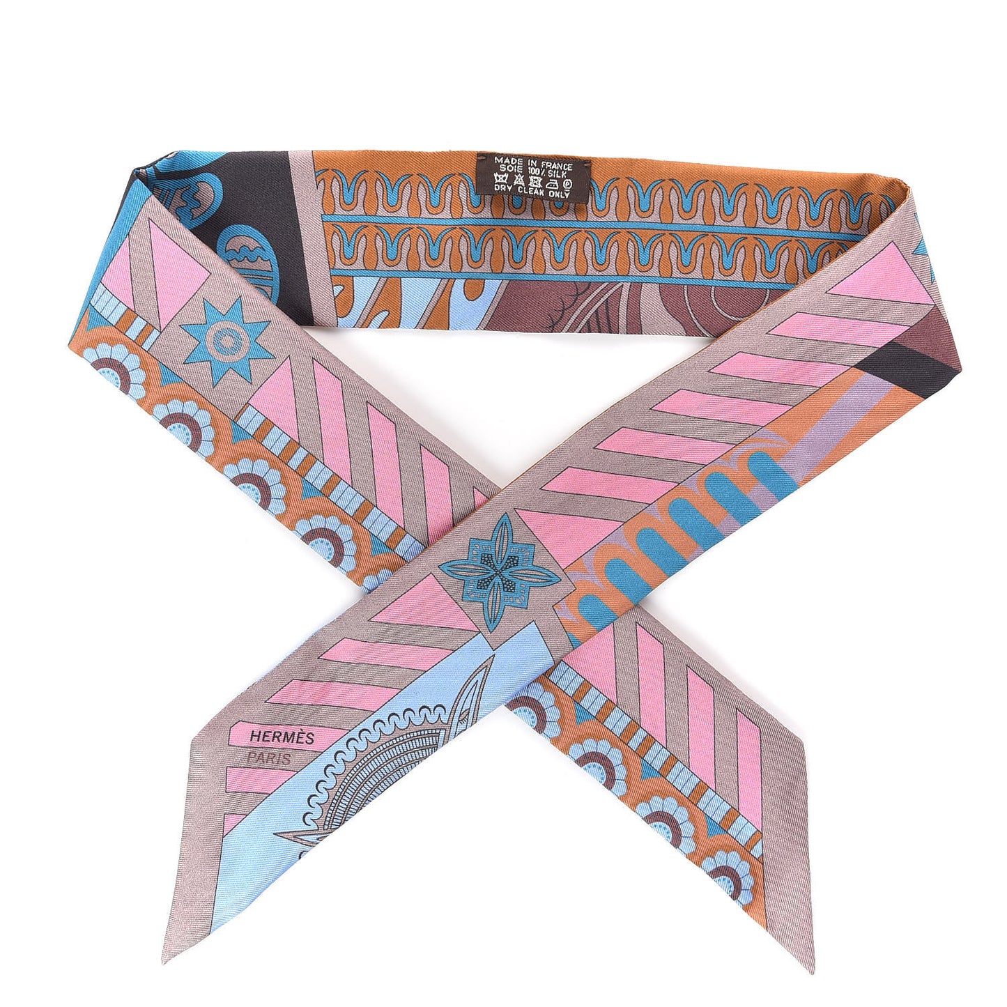 Silk Geometrie Cretoise Twilly Etoupe Marron Ciel