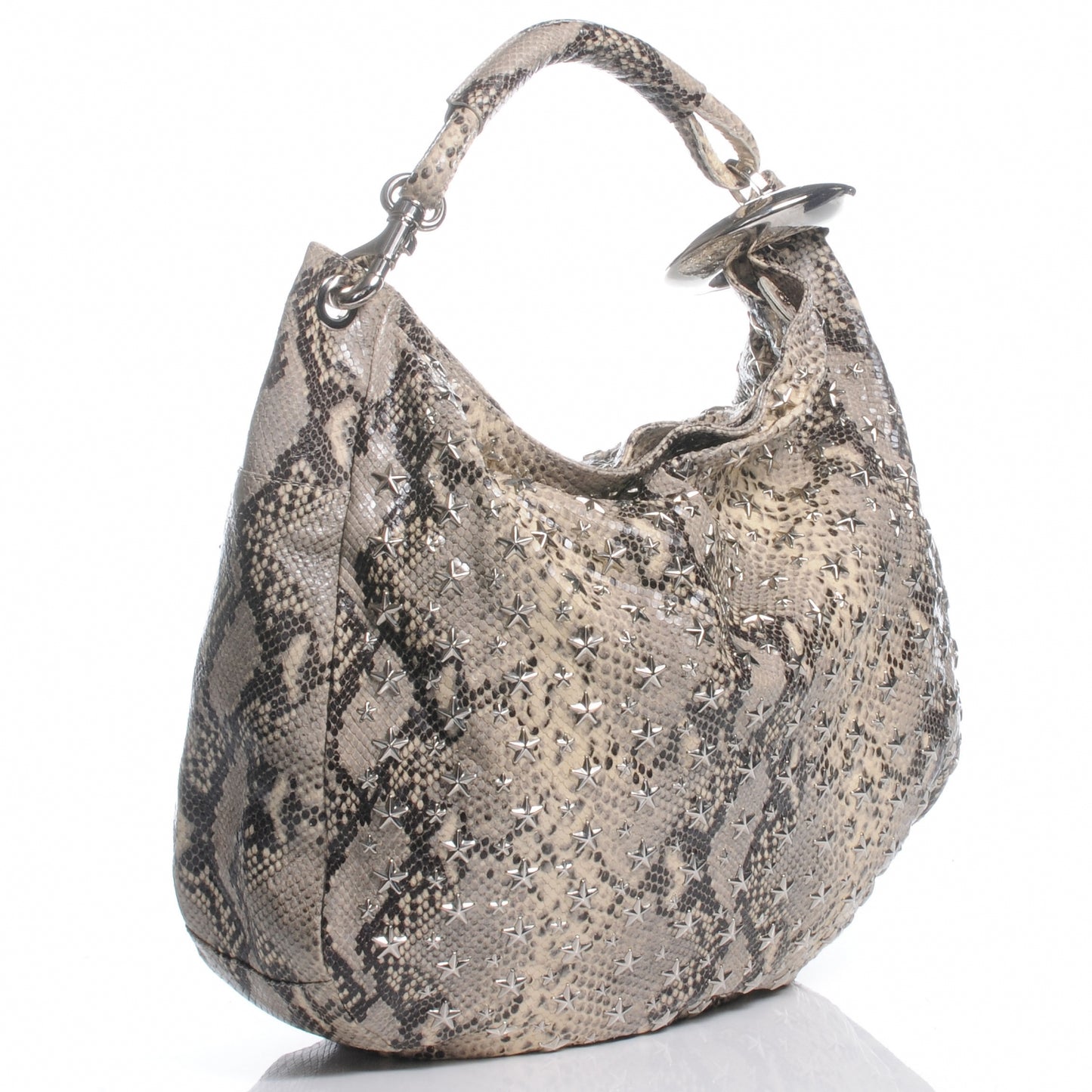 Snake Embossed Star Studded Sky Hobo Natural
