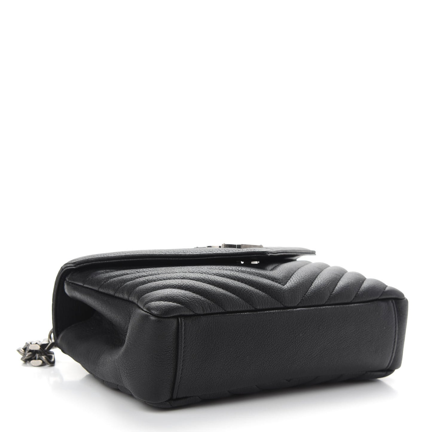 Sheepskin Matelasse Chevron Monogram Medium College Bag Black
