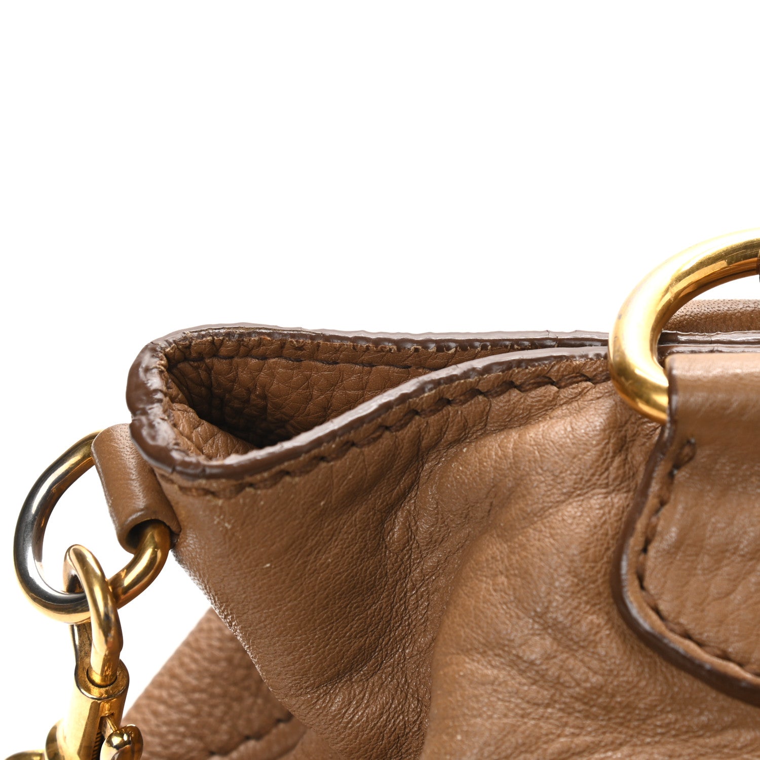 Miu Miu Vitello Daino Grommet Top Handle Tote Naturale 12 of 12
