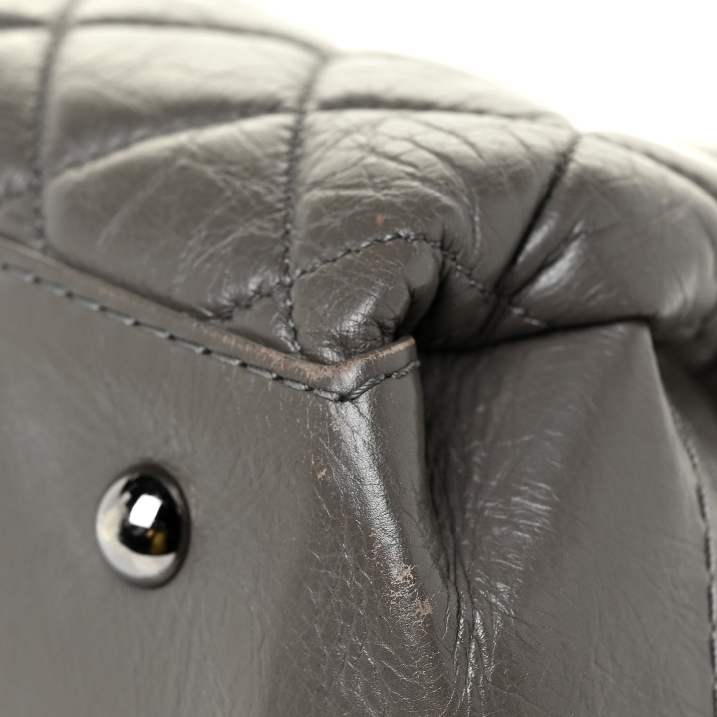 Aged Calfskin Medium Lady Pearly Flap Grey