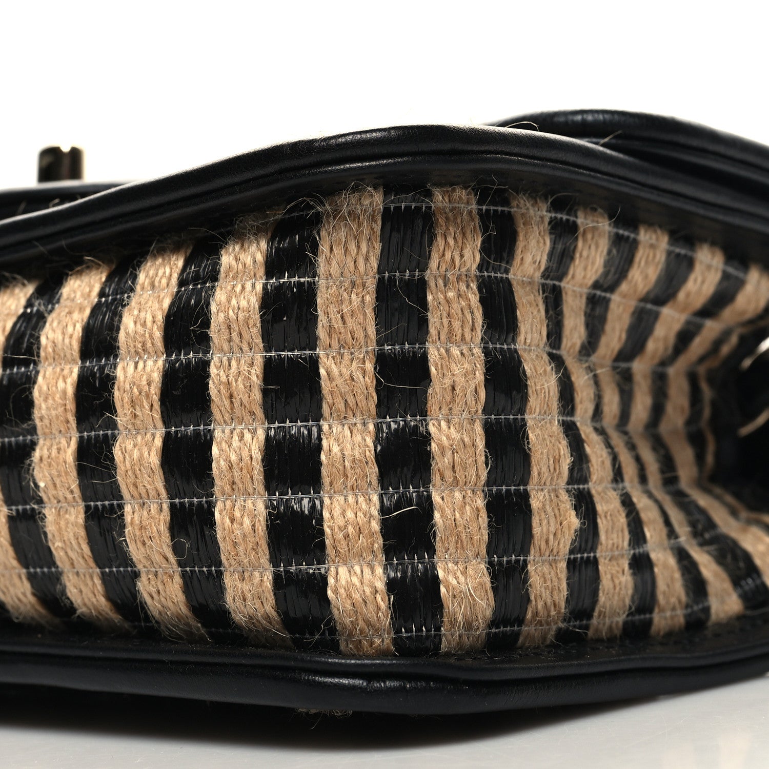 Chanel Raffia Jute Striped Small Urban Jungle Single Flap Black Beige 10 of 12
