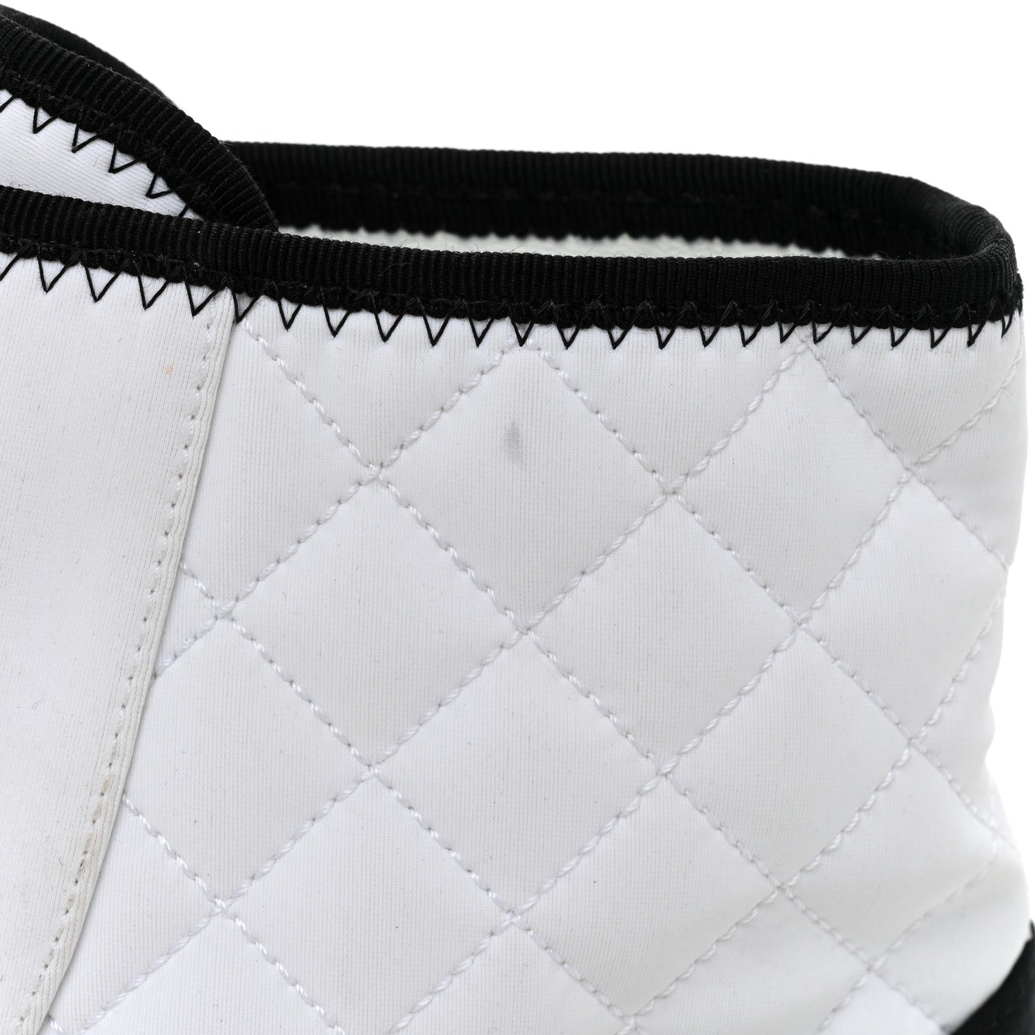 Chanel Fabric Grosgrain Quilted Cap Toe Lace Up Combat Boots 37 White Black 10 of 11