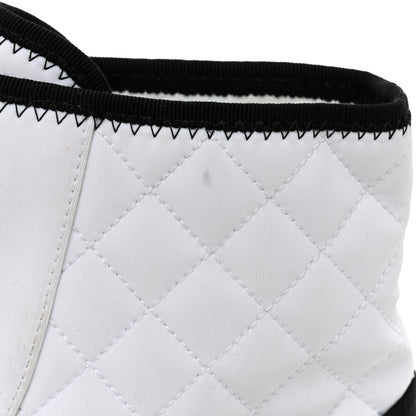 Chanel Fabric Grosgrain Quilted Cap Toe Lace Up Combat Boots 37 White Black 10 of 11