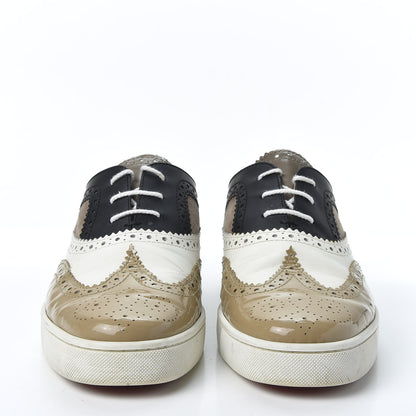 Christian Louboutin Patent Gomme Suede Mens Golfito Flat Sneakers 44.5 Version Mastic 2 of 11