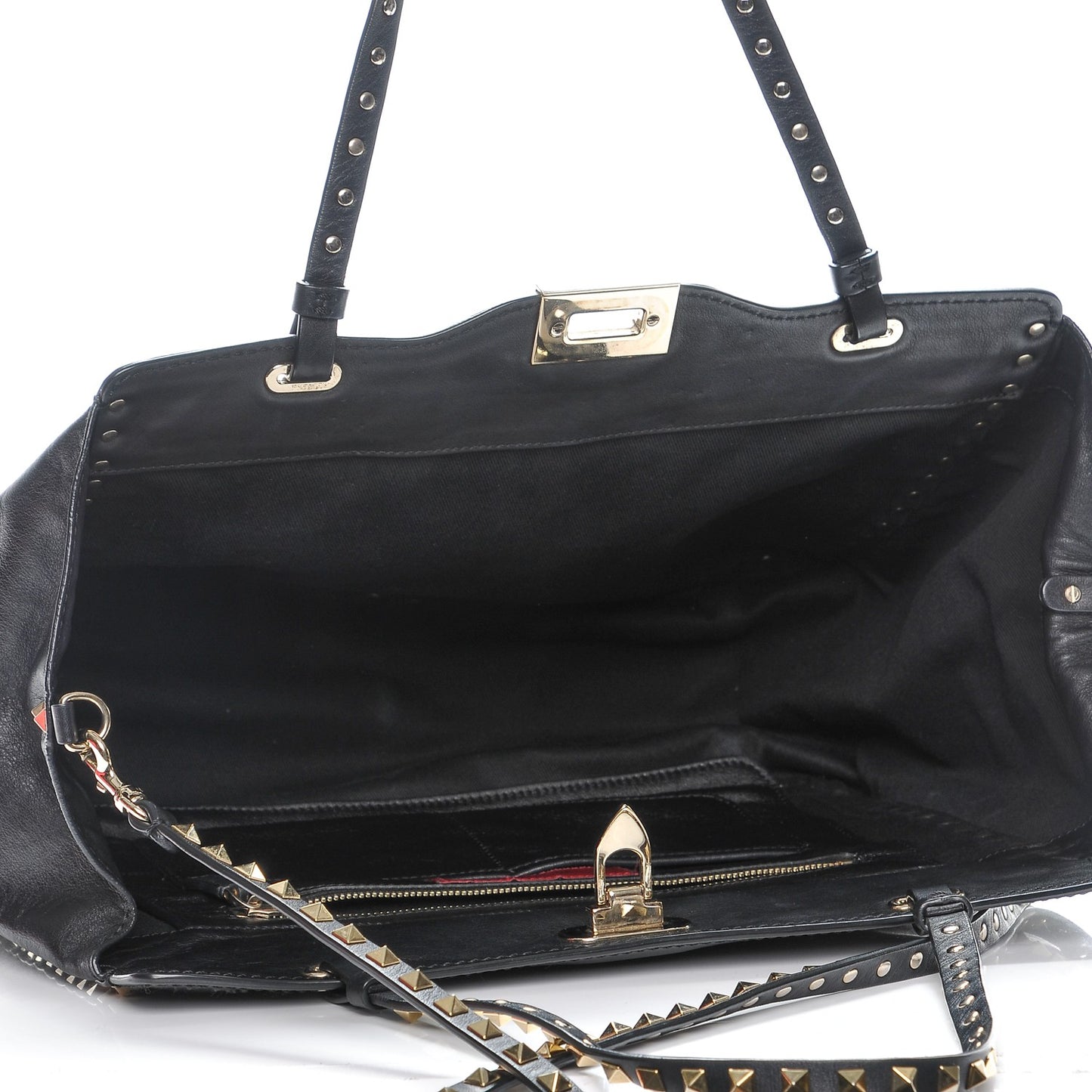 Vitello Medium Rockstud Tote Black