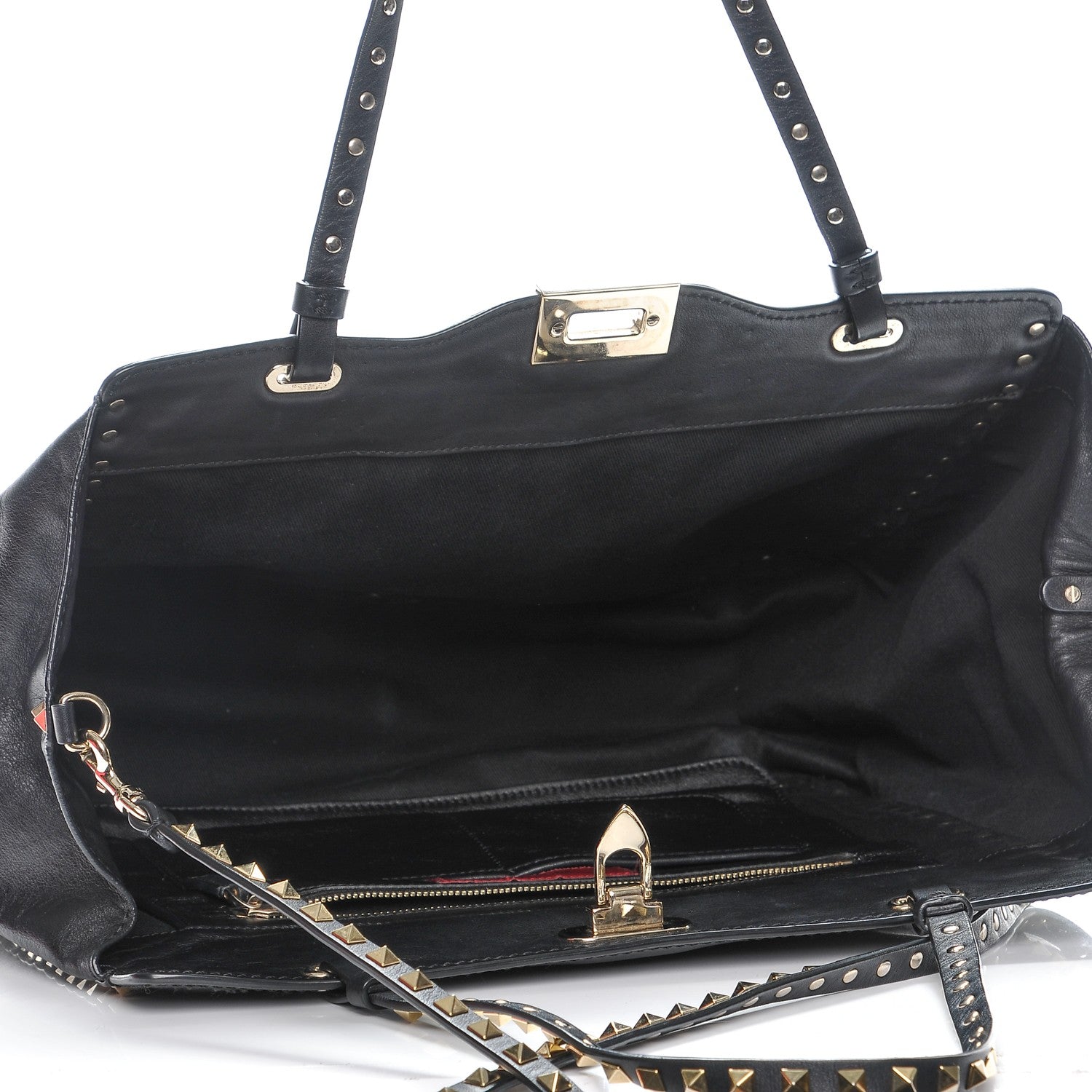 Valentino Garavani Vitello Medium Rockstud Tote Black 5 of 7