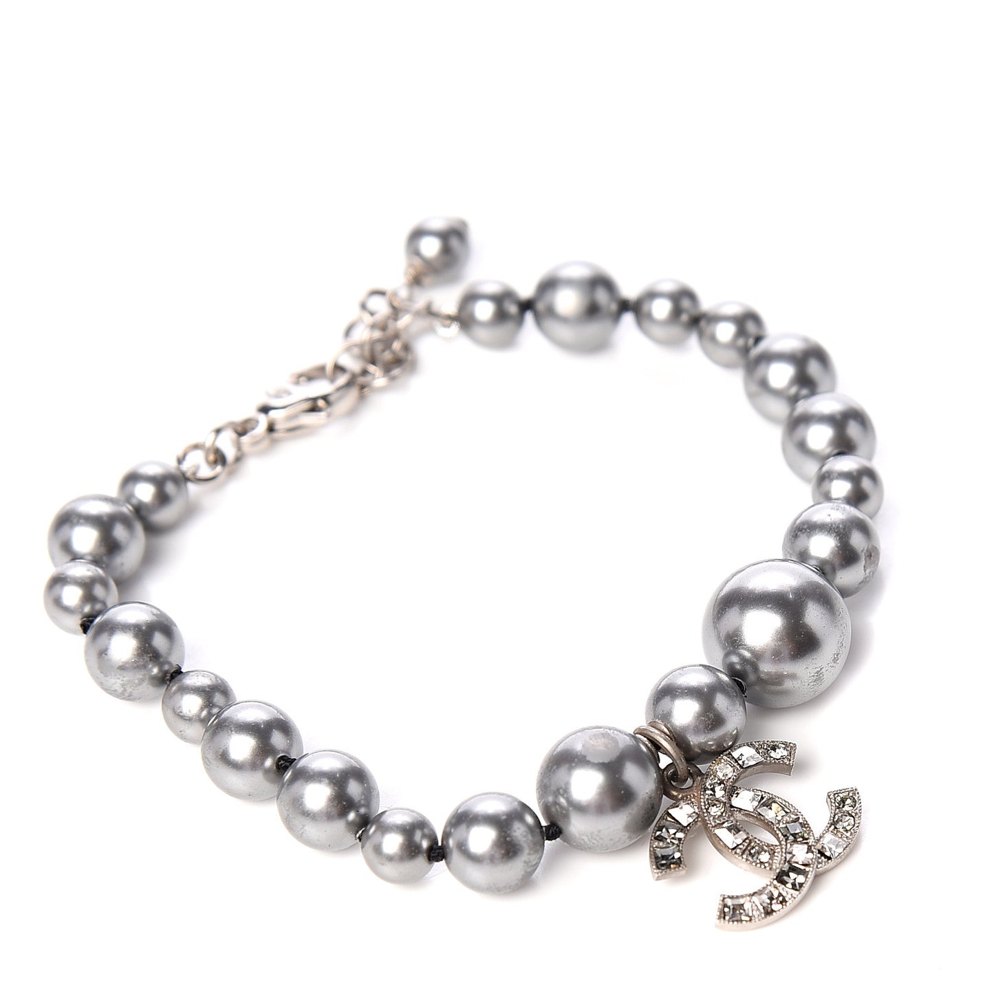 Crystal Pearl CC Bracelet Grey Silver