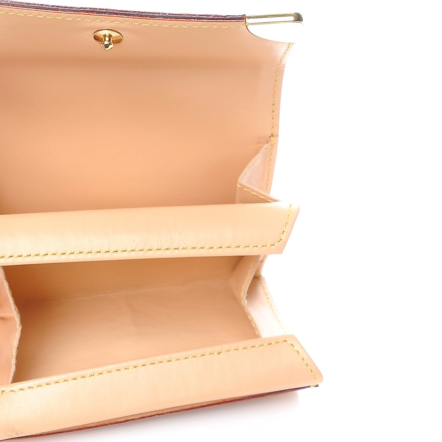 Louis Vuitton Monogram Cherry Blossom Porte-Monnaie Plat Coin Purse Brown 6 of 10