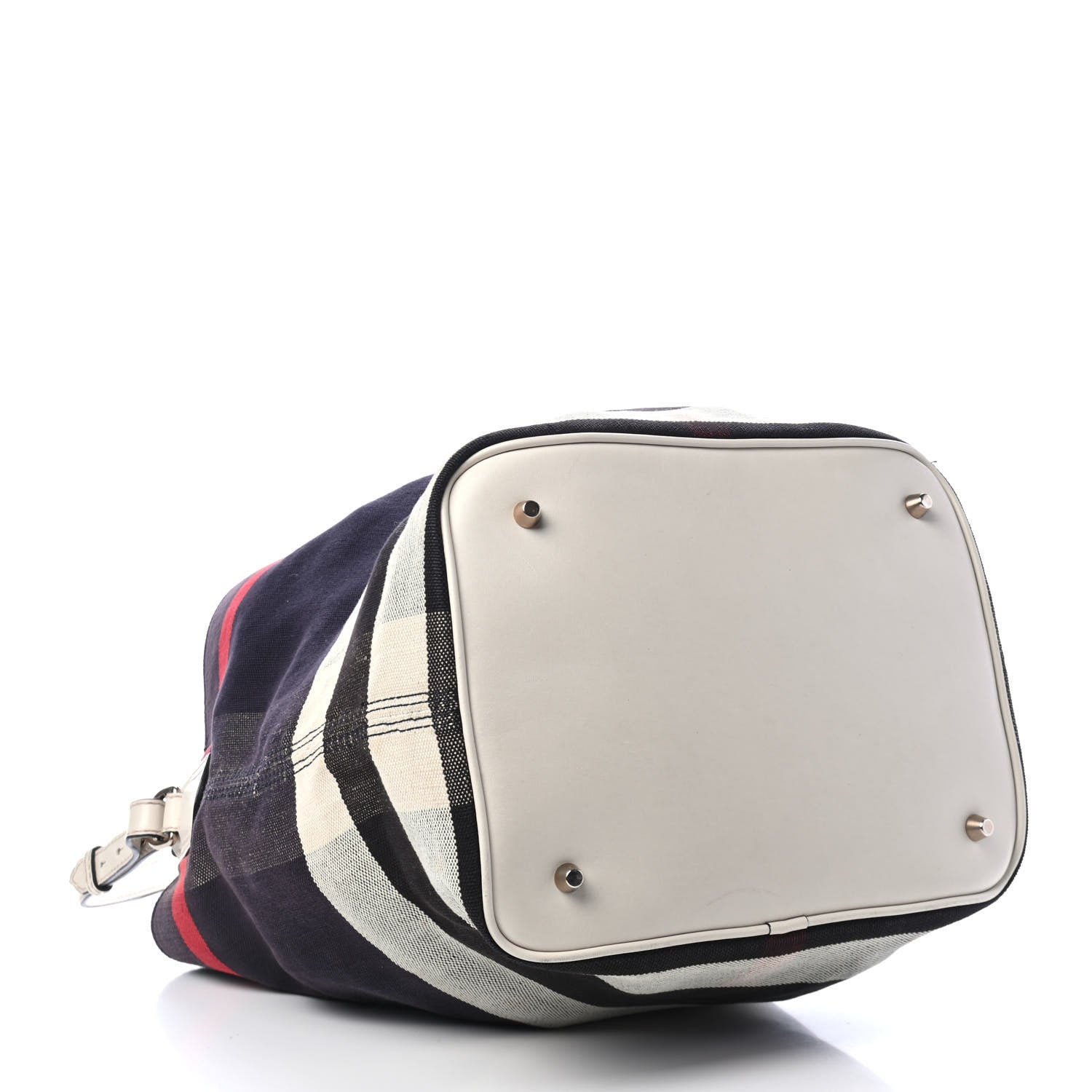 Burberry Navy Canvas Mega Check Medium Susanna Hobo White 3 of 8