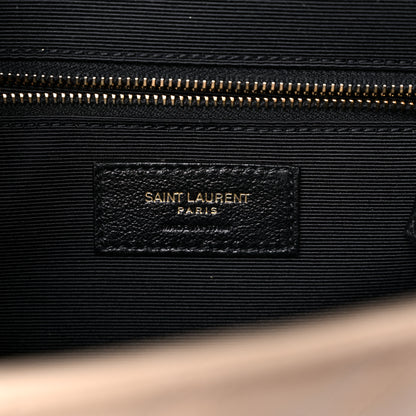 Saint Laurent Grain De Poudre Mixed Matelasse Large Triquilt Monogram Satchel Dark Beige 8 of 11