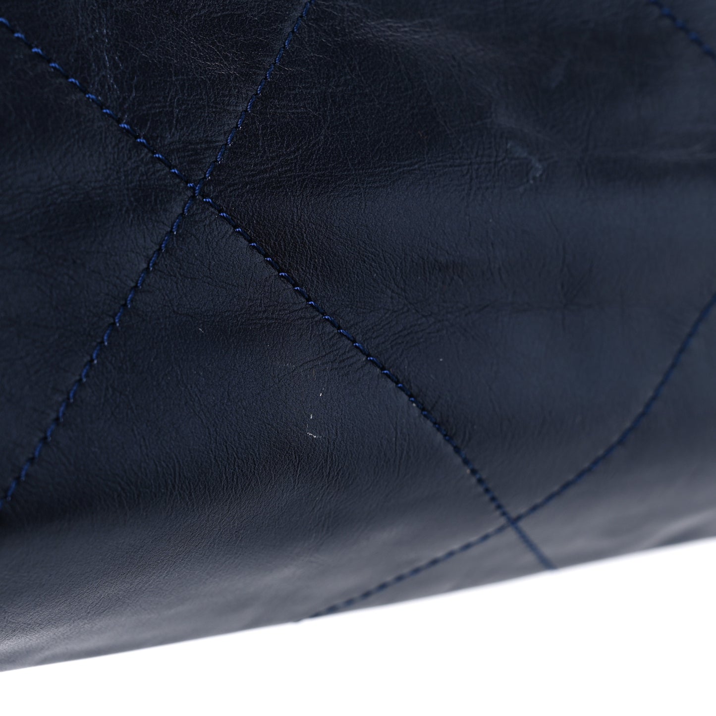 Metallic Calfskin Quilted Small Chanel 22 Navy Blue